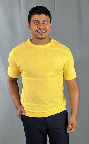 Knitted Mock Neck Shirt SS SSMockNeck-Yellow